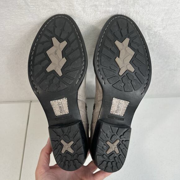 Born Size 8 Mariette Boots Gray Leather Buckle Moto Punk Grunge Boho Mid Calf - Picture 11 of 11